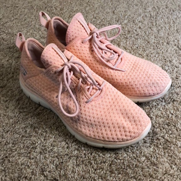 skechers air cooled memory foam womens pink